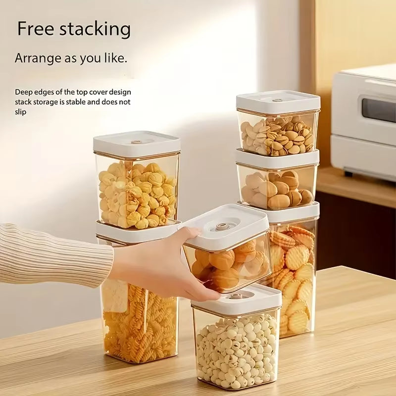 4-Piece Modern Vacuum-Sealed Food Storage Containers - Household Refrigerator Storage Containers, Suitable for Food and Grains