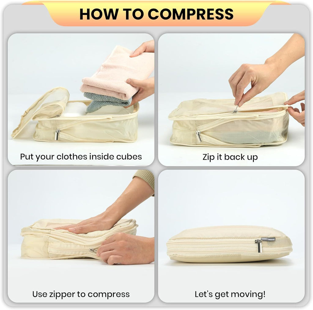 4 Set Compression Packing Cubes Travel for Suitcases,Comp