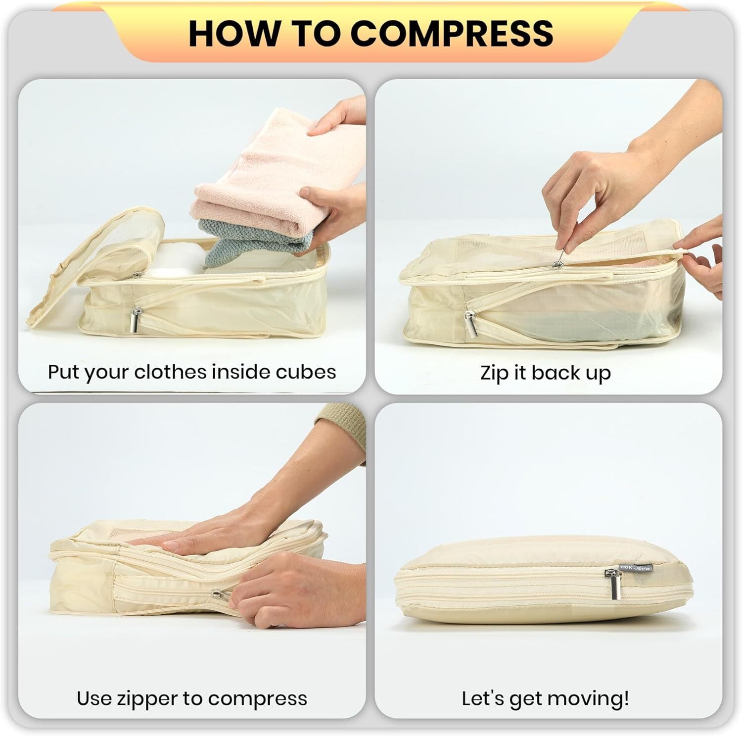 4 Set Compression Packing Cubes Travel for Suitcases,Comp