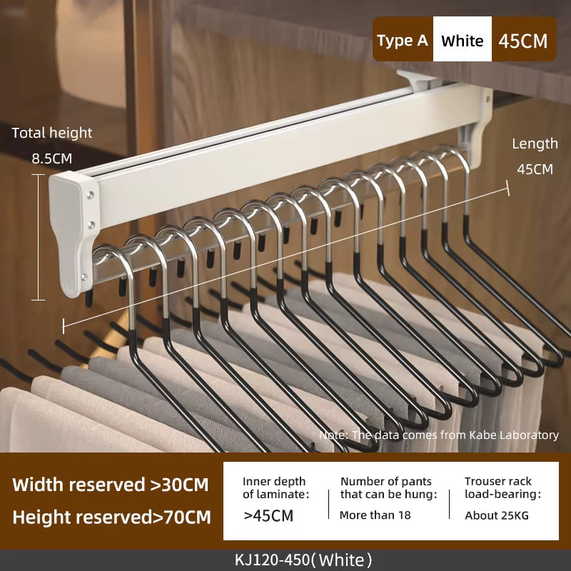 Top Mount Wardrobe Hanger Pulling Out Hangers Extendable Clothes Rail Adjustable Wardrobe Telescopic Rail Rack Trouser Organiser