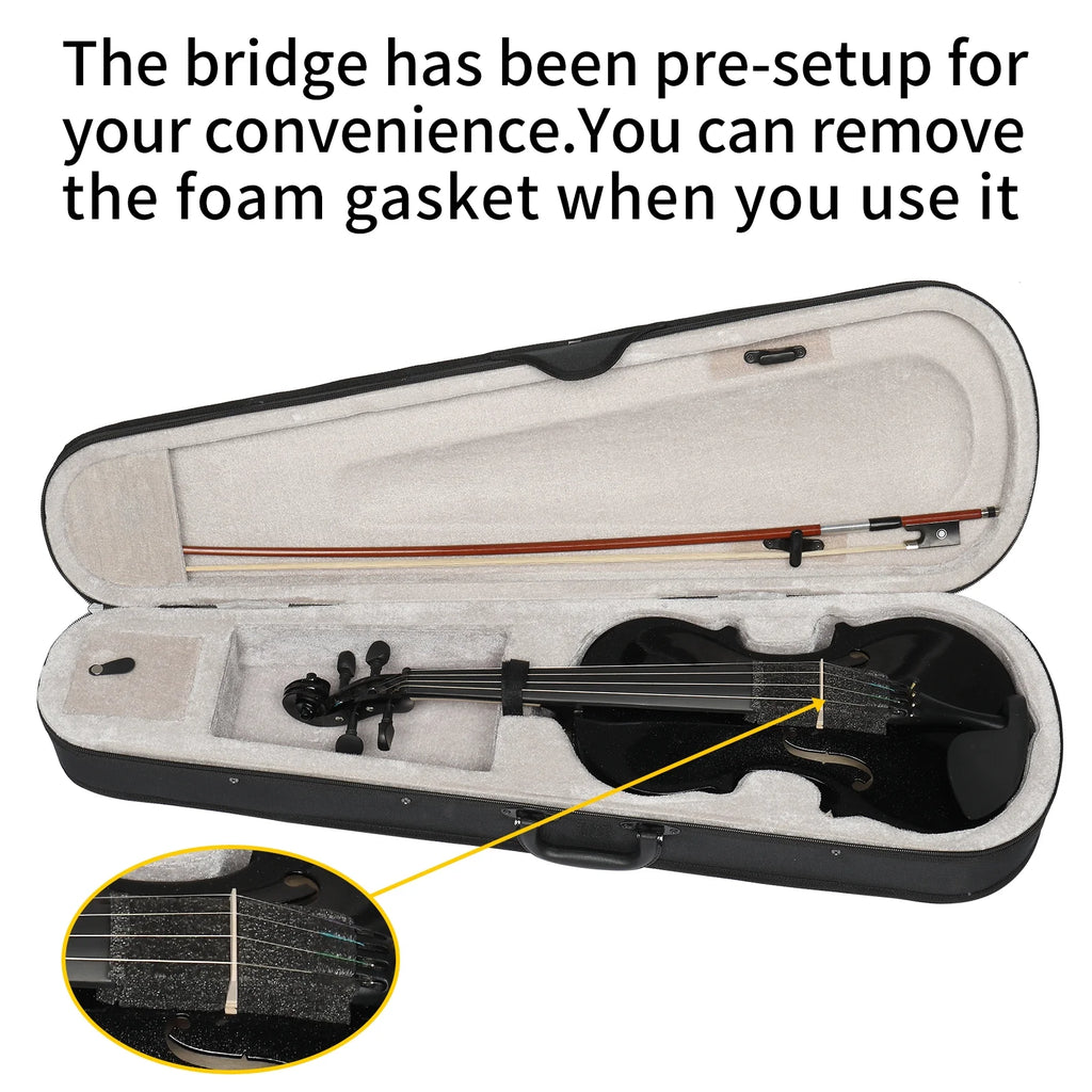 Violin Set Full Size 4/4 for Adults Beginners Students Basswood Black