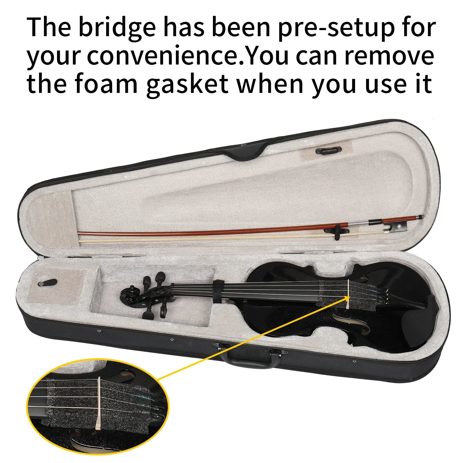 Violin Set Full Size 4/4 for Adults Beginners Students Basswood Black