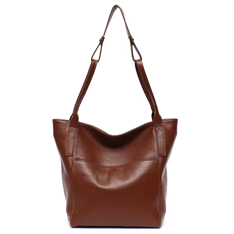 SC Luxury Genuine Leather Tote for Women Brand Design Large Shoulder Bag Bucket Soft Natural Cowhide Female Daily Hobo Crossbody