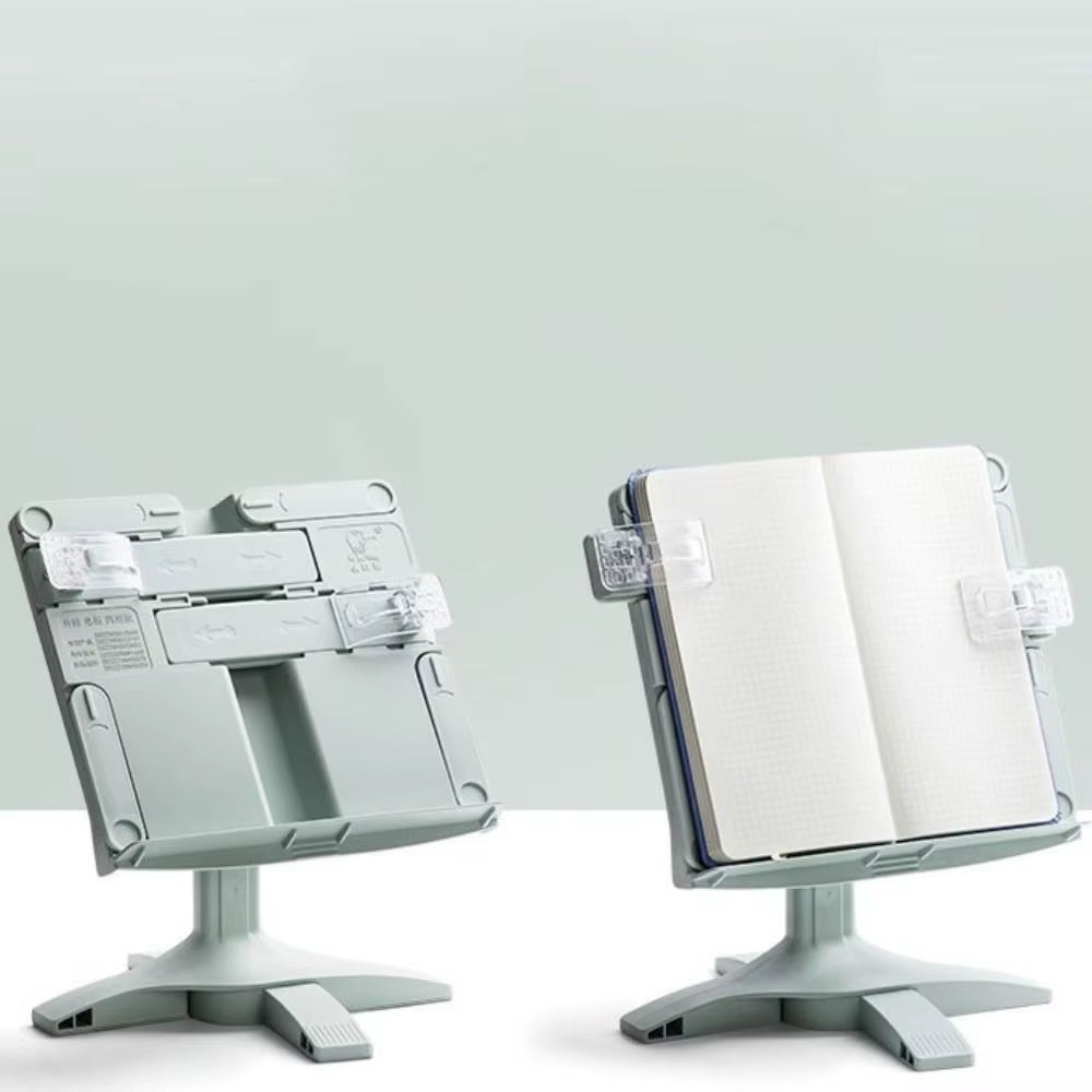 Adjustable Angle Lifting Landing Book Stand Extendable Anti-Slip Mat Reading Bookshelf Plastic with Clip Book Holder Recipes