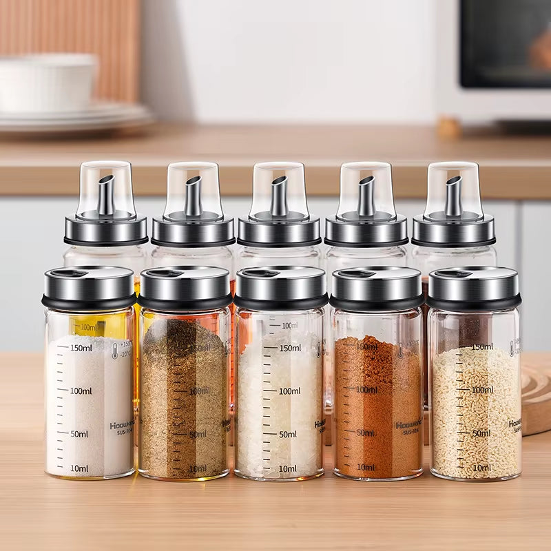 Rotating Seasoning Bottle Set, Kitchen Storage Bottle, Spice Jar Rack, Olive Oil Bottle Set, Pepper Bottle Set, Salt Bottle Set