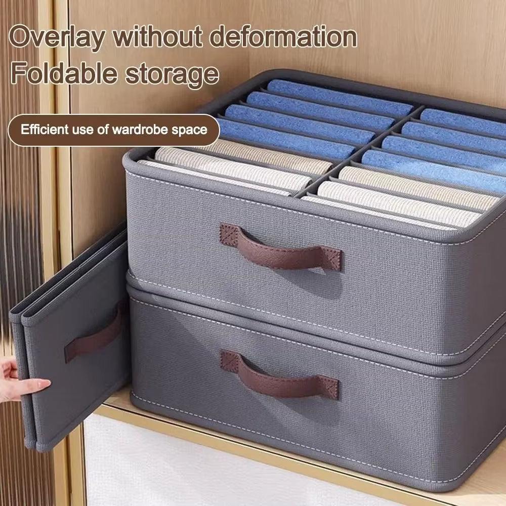 Wardrobe Clothes Storage Organizer Sweater T-Shirt Storage Box Thickened Pants Storage Box with PP Board Cabinet Foldable Drawer