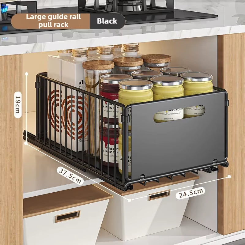 Pull Out Foldable Cabinet Storage Rack Kitchen Storage Artifact Multi-Layer Telescopic Storage Rack No Installation Required