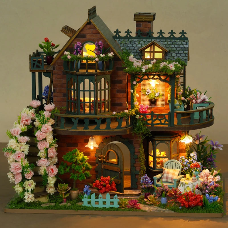 NEW DIY Wooden Fairy Garden Cottage Figurines Miniatures Kits Assembled Houses Flower Casa for Friends Gifts Home Decor Crafts