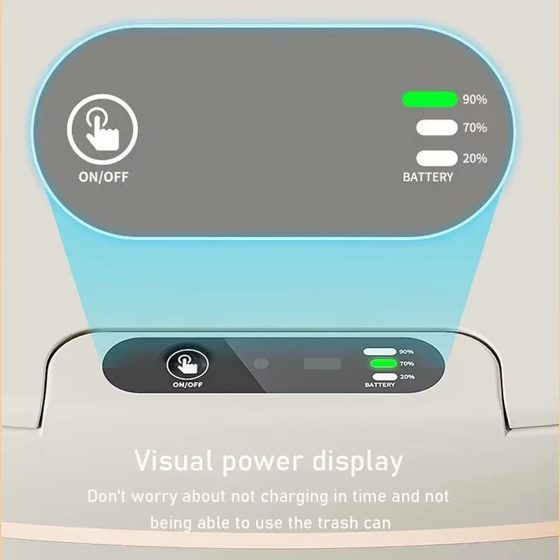 20L Automatic Smart Sensor Trash Can Waterproof Large-Capacity Bathroom Toilet Paper Basket Kitchen Black Trash Bin