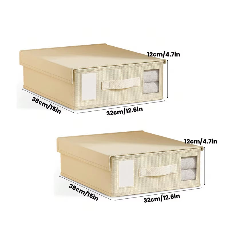 1/2 Pcs Bed Sheet Storage Box with Visible Window and Handle Large Capacity Zipper Sheet Organizer for All Sheet Sizes Foldable