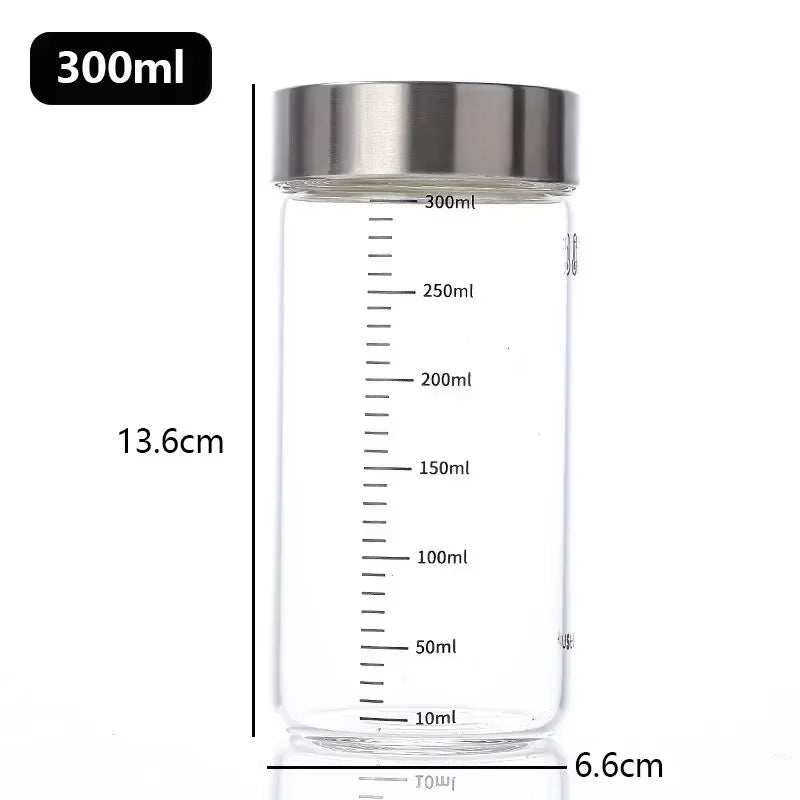 100-500Ml High Borosilicate Glass Bottle with Scale Heat-Resistant Glass Seal Jar Kitchen Seasoning Spices Storage Bottle Gadget