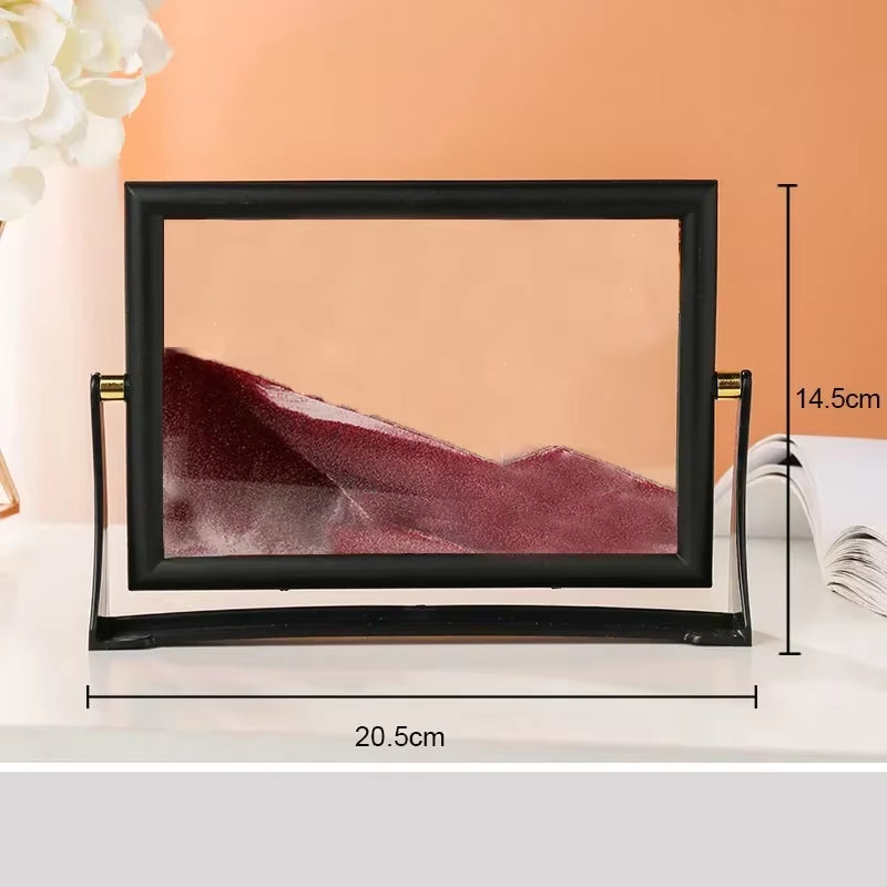 Rotatable Sandscape Moving Sand Art Picture Square Glass 3D in Motion Quicksand Hourglass Creative Flowing Sand Home Decor Gifts