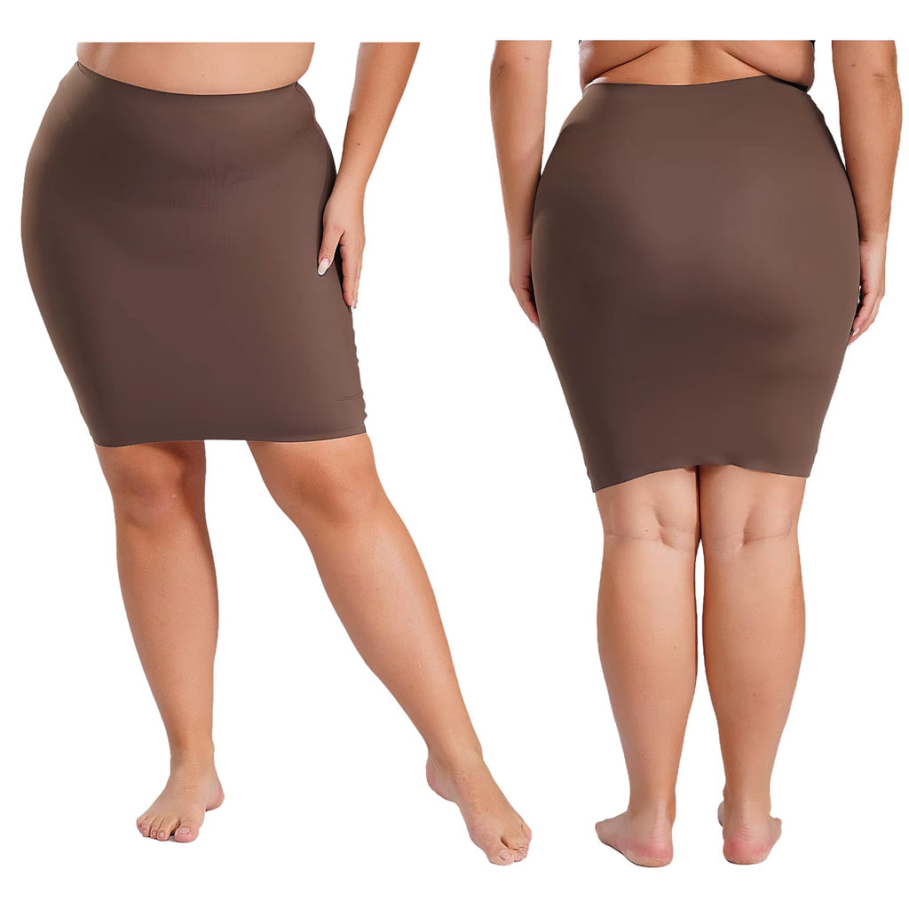 Sexy Women Tummy Control Body Shaper Skirt High Waist Shaperwear Underdress Seamless Plain Color Tight Fitting Shaper Skirt