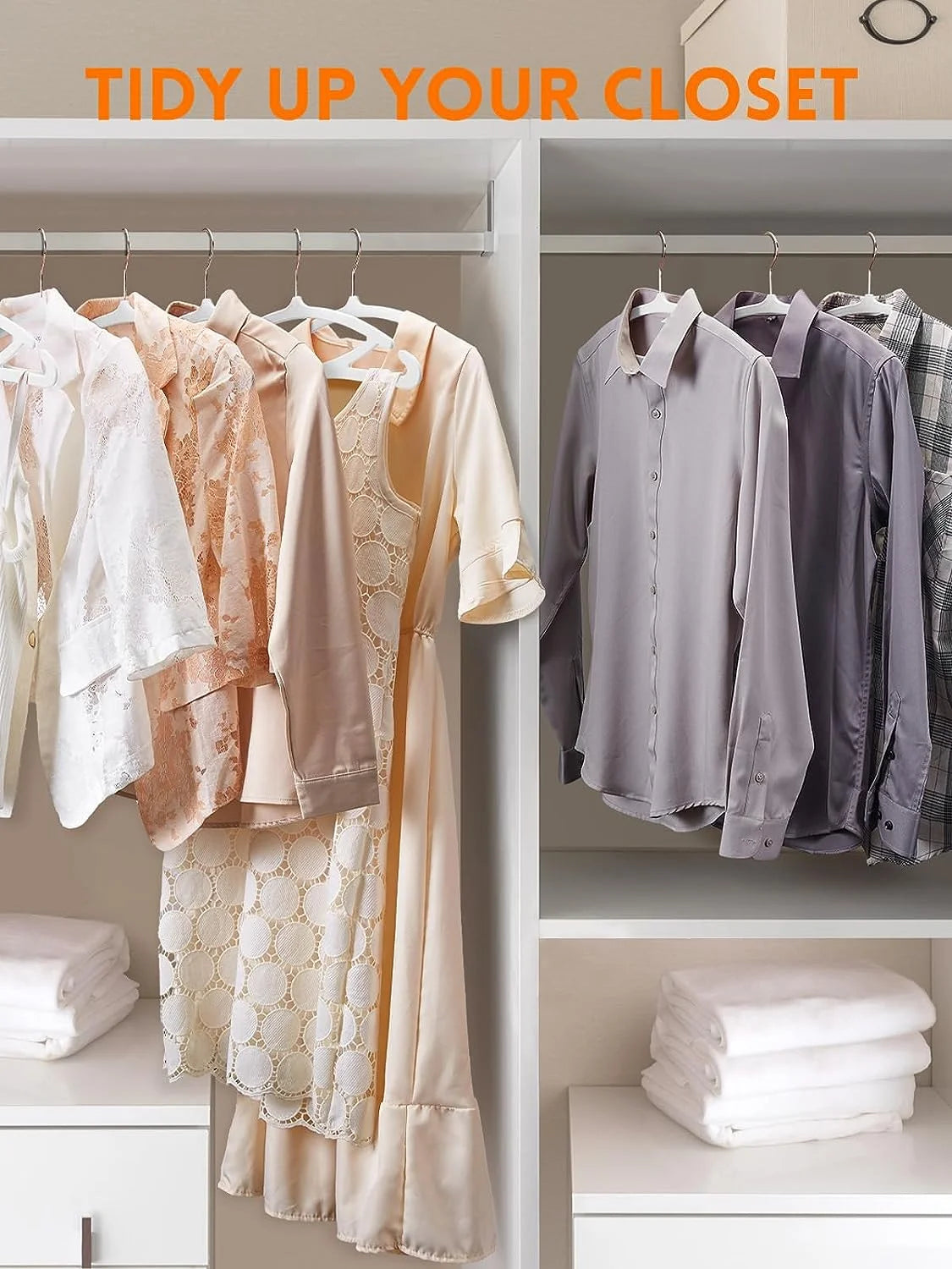 White Velvet Hangers 60 Pack, Luxury Felt Hangers Non Slip Clothes Hangers, No Shoulder Bump Focked Hanger