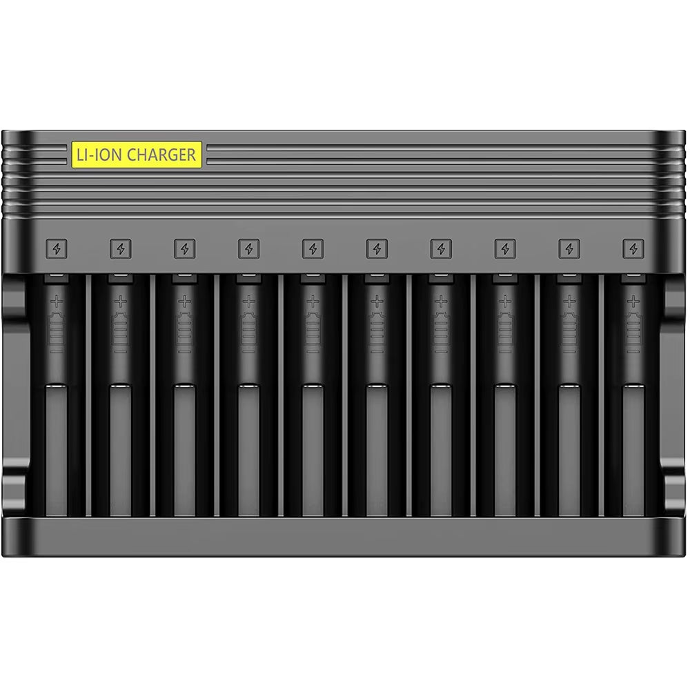 18650 Battery Charger 10 Slots EU US Plug for 4.2V Li-Ion 14500 16340 18350 20700 22650 26650 Batteries Rechargeable Charging