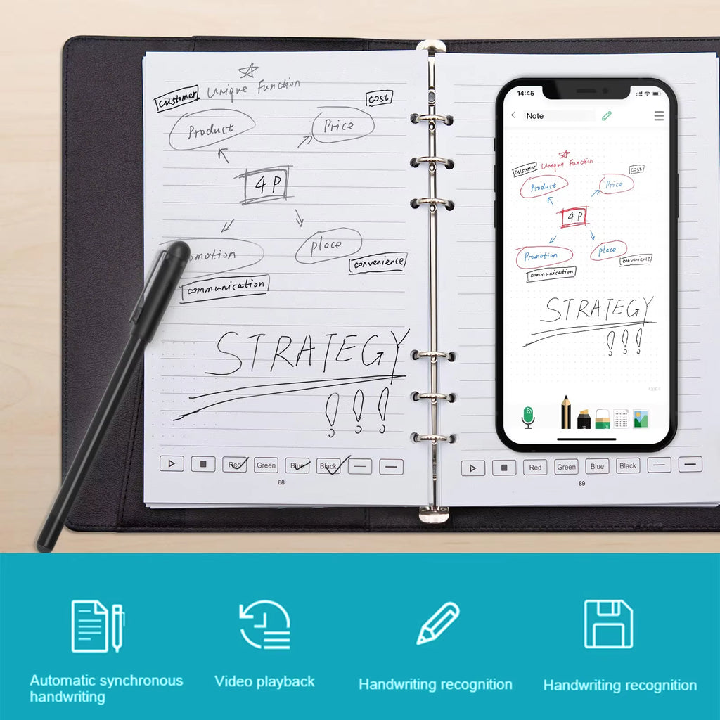 Syncpen3 Lite Smart Notebook with Bluetooth Smart Pen A5 Refills Included App Sync OCR Digital Pen Voice Recording Translation