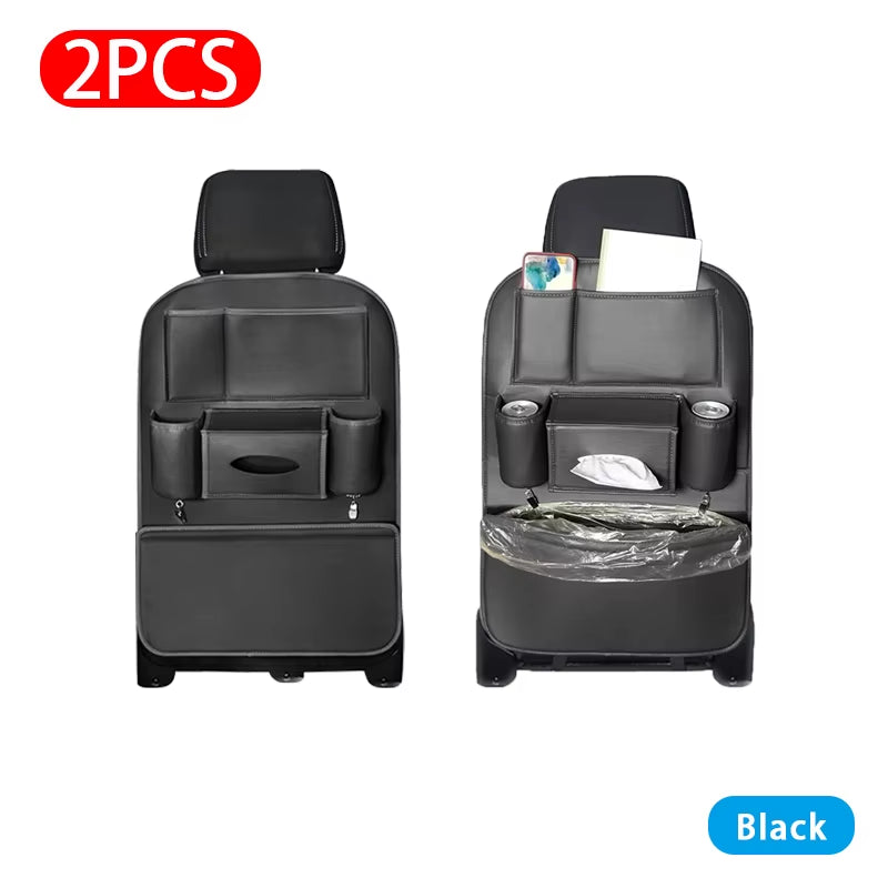 Car Seat Back Organizer PU Leather Backseat Bag Multifunctional Car Storage Organizer with 6-Pocket for Travel Stowing Tidying