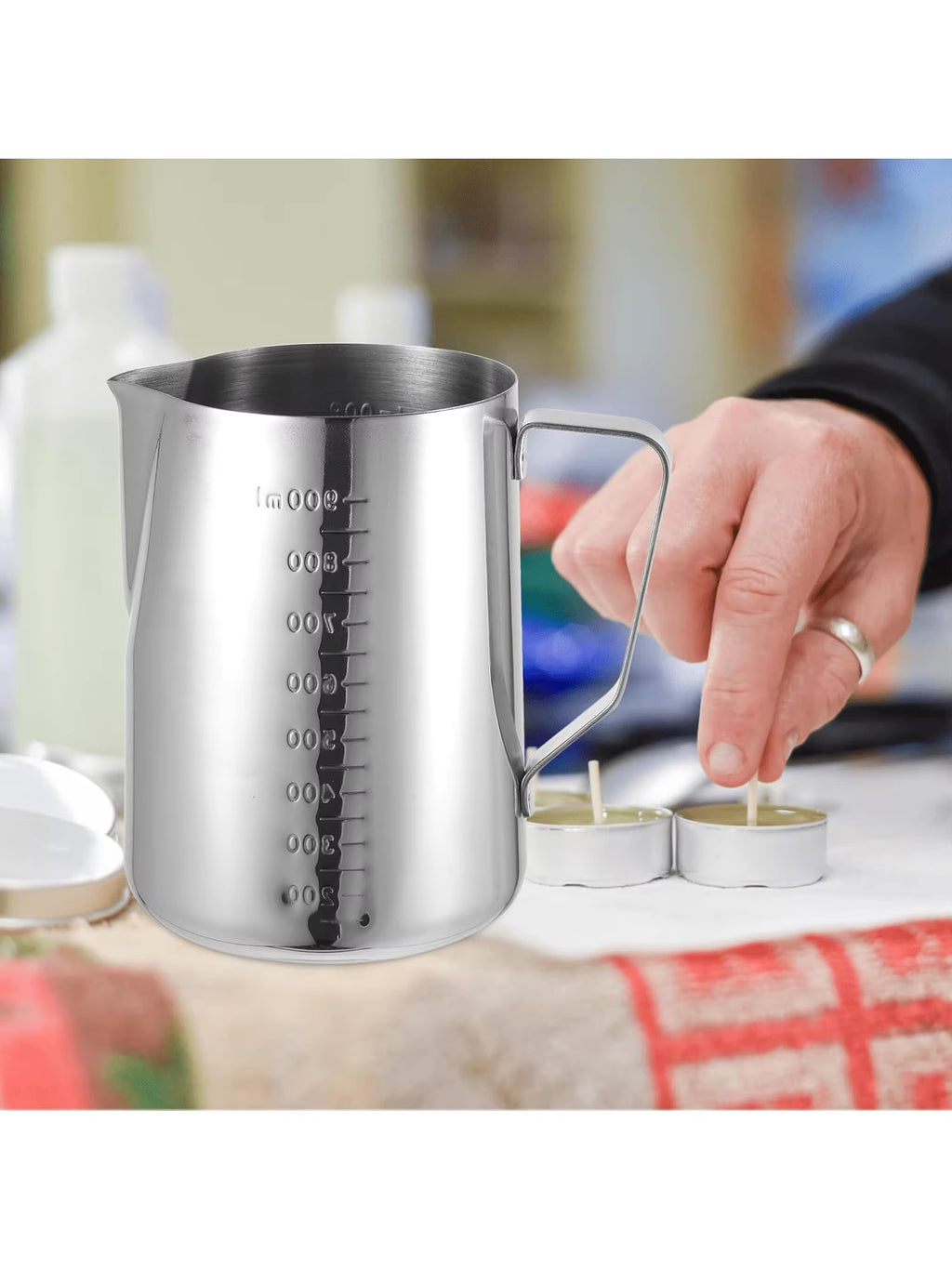 900Ml Candle Wax Melting Pot with High Spoon - Stainless Steel Candle Making Pot and Spoon - Candle Wax Melting Pot for Candle Making Supplies - Candle Melting Pot for Melting Wax - Candle Pouring Pot