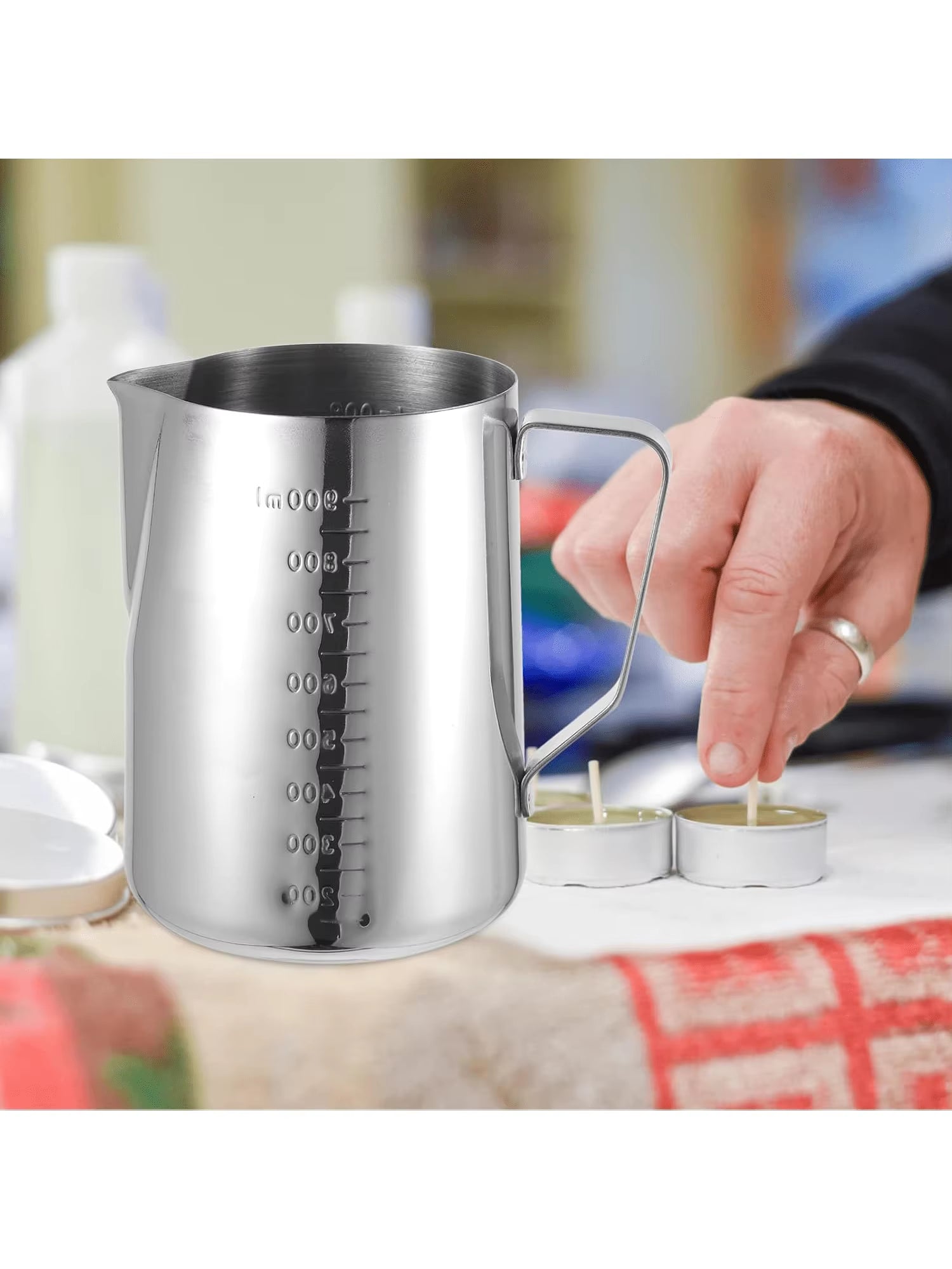 900Ml Candle Wax Melting Pot with High Spoon - Stainless Steel Candle Making Pot and Spoon - Candle Wax Melting Pot for Candle Making Supplies - Candle Melting Pot for Melting Wax - Candle Pouring Pot