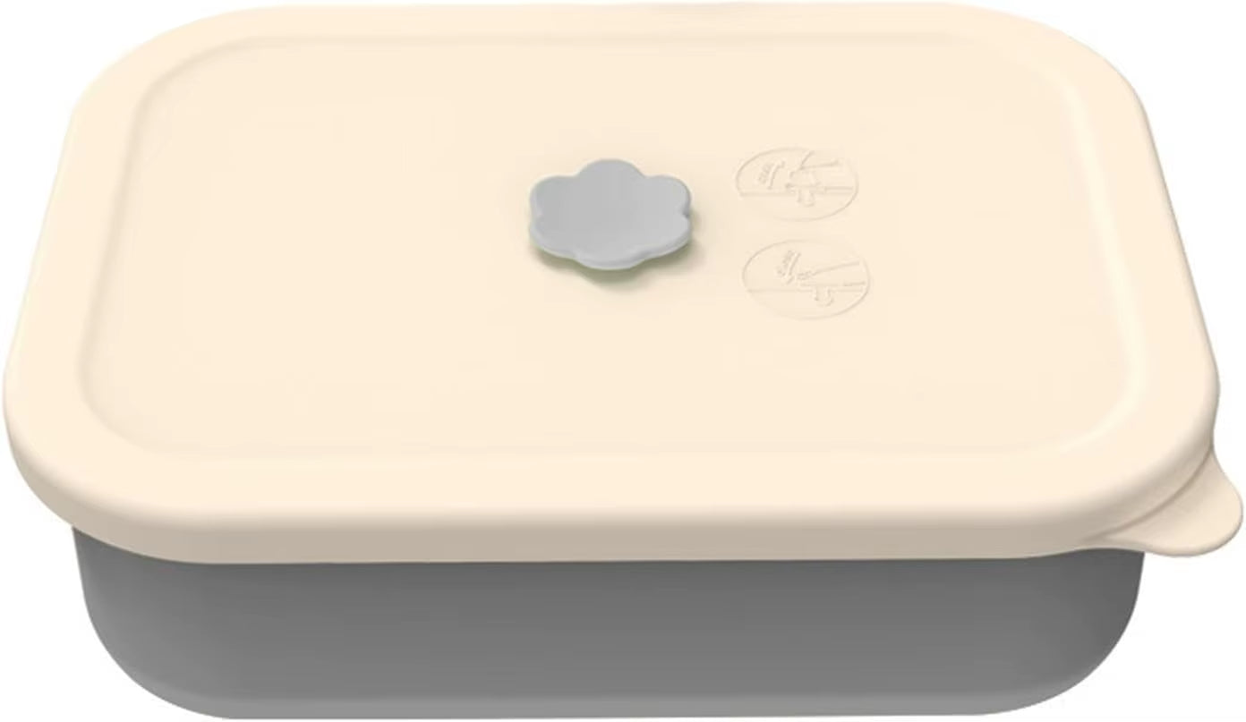 Silicone Leak-Resistant Bento Lunch Box, Reusable Bpa-Free Meal Prep Container with 4 Compartments Microwave Dishwasher and Safe