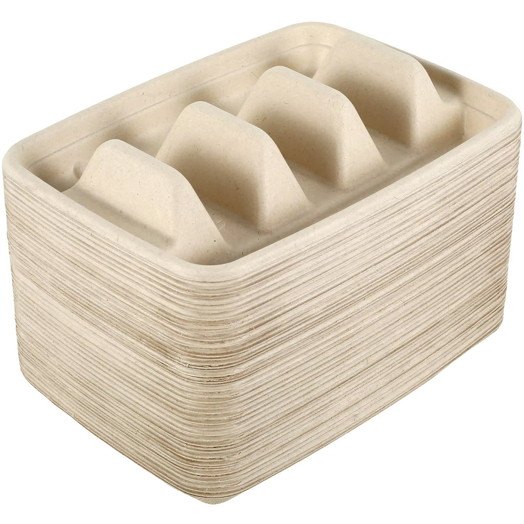 50Pcs Disposable Taco Plates 3 Compartments Taco Serving Plates No Messy Dining Stackable Taco Trays Holder Keep Tacos Upright