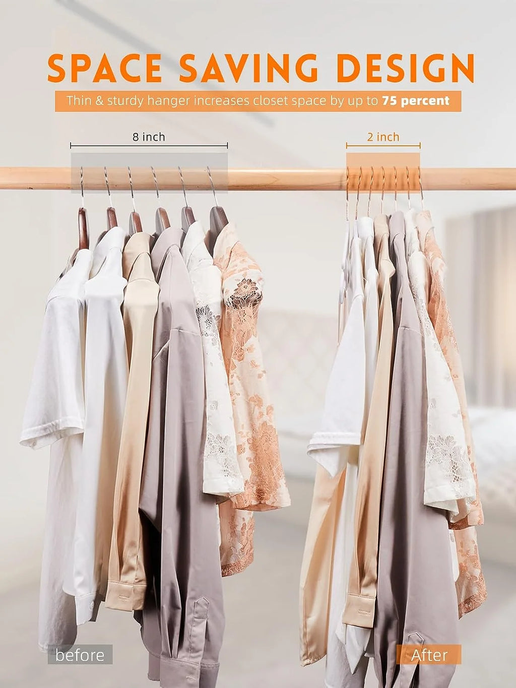 White Velvet Hangers 60 Pack, Luxury Felt Hangers Non Slip Clothes Hangers, No Shoulder Bump Focked Hanger