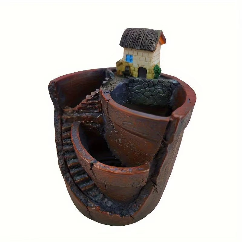 Mini House Figurine Resin Flower Pot Sky City Creative Planter for Flower Pot Herb Cacti Succulent Plants Home Garden Decoration