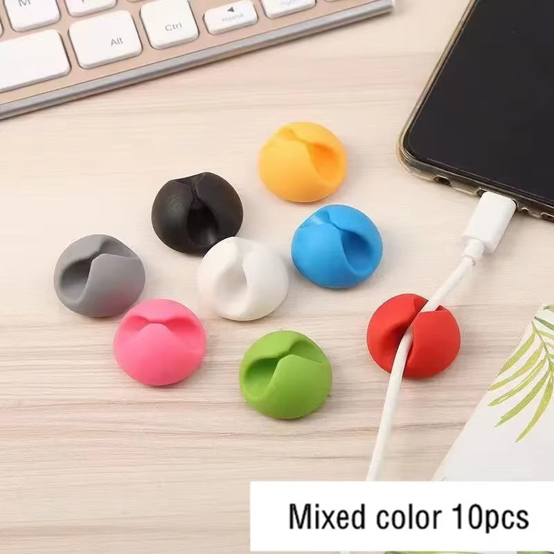 10Pcs Candy Color Cable Clip Cable Holder Adhesive Wire Keeper Cord Cable Organizer for Home Office under Desk Management