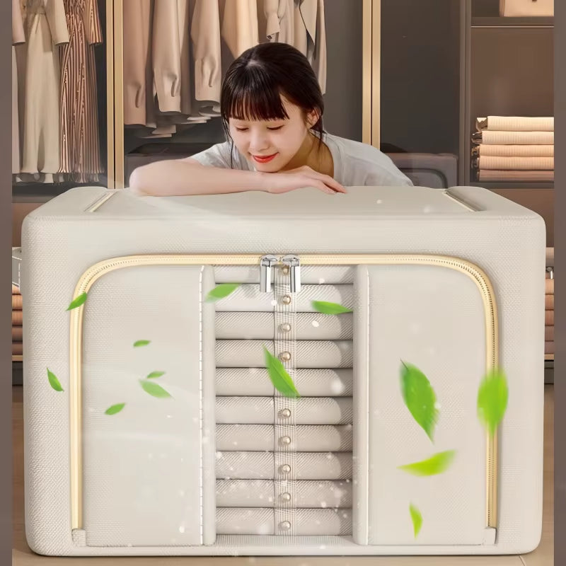 Clothing Storage Box - Household Large Capacity Quilt Storage Cabinet, Foldable - Steel Frame Support - Waterproof Oxford (60Cm)