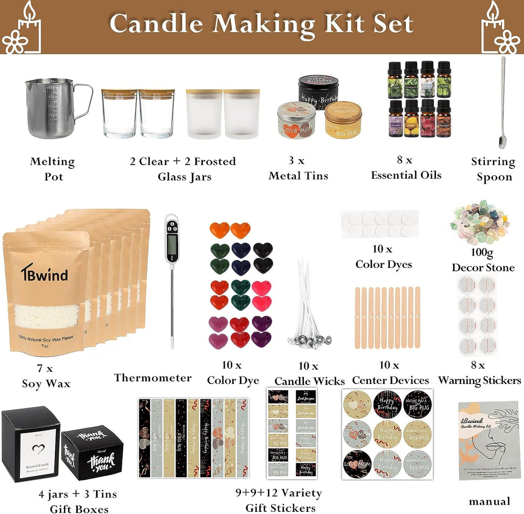 Candle Making Kit, Soy Candle Making Supplies DIY Candle Craft Tools for Adults.