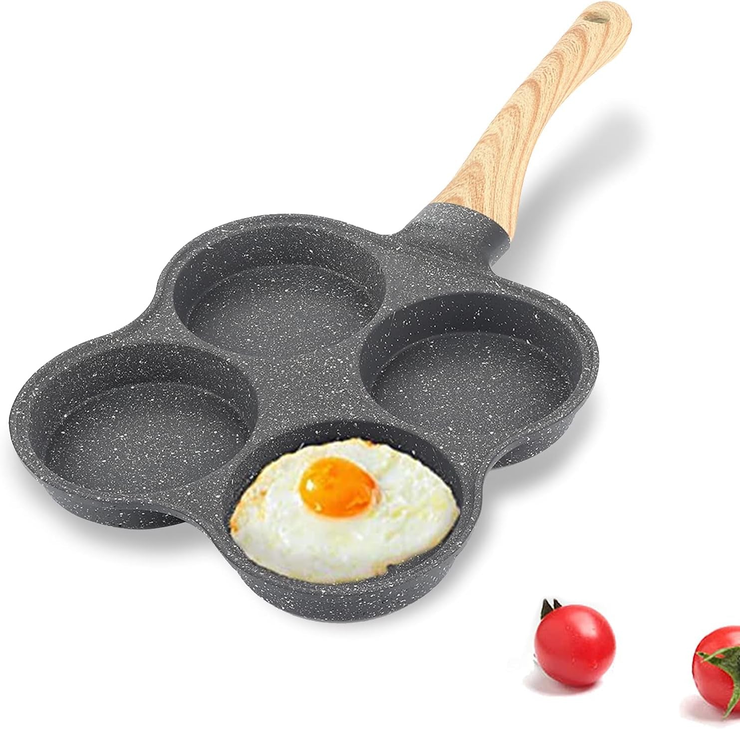 4-Hole Egg Frying Pan 4- Pan Non-Stick Frying Pan 4-Cup Egg Frying Coating Egg Cooker Pan Compatible with All Heat Sources,For Egg Burger/Breakfast Pancake