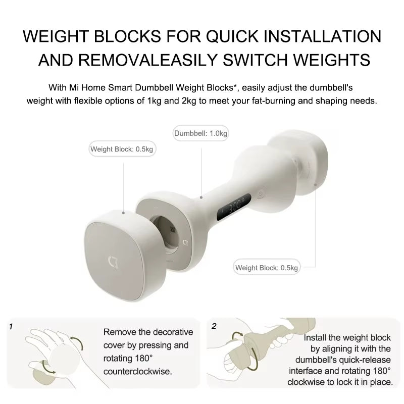 Xiaomi  Intelligent Dumbbell Set 1KG/2KG Smart Motion Tracking Exercise Equipment Fitness Training Home Gym for Mi Home APP