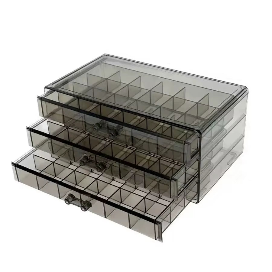 1Pc, Jewelry Storage Box, Material: Transparent PS, Color: Transparent, Brown, Gray, Pink