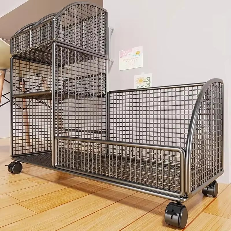 Multi-Layer Organizer Bookcase Mobile Desktop Document Book Storage Rack Large Bookshelf Desk Side Storage Bookcase Organizer