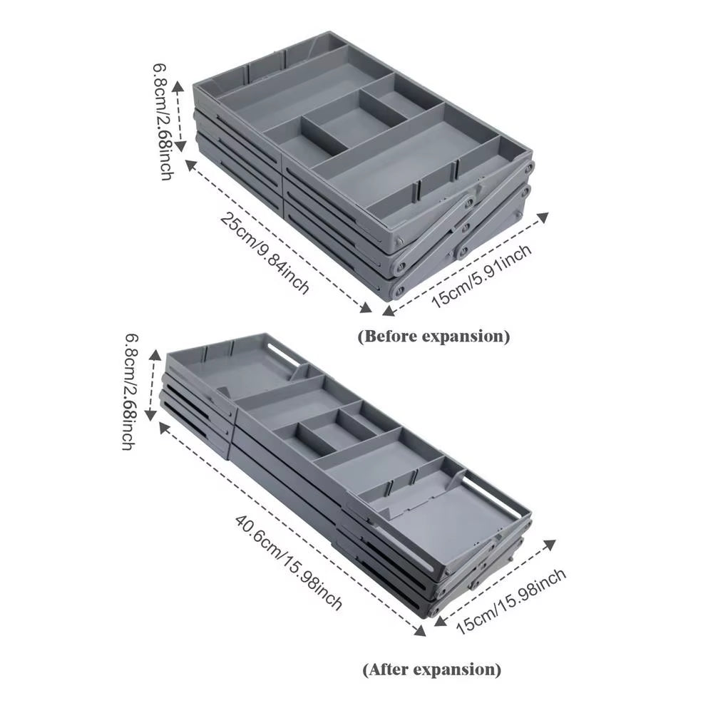 Drawer Organizer Tray 2/3 Tier Storage Expandable Drawer Jewelry Organizer Desktop Organizer Box Compartments for Cosmetics