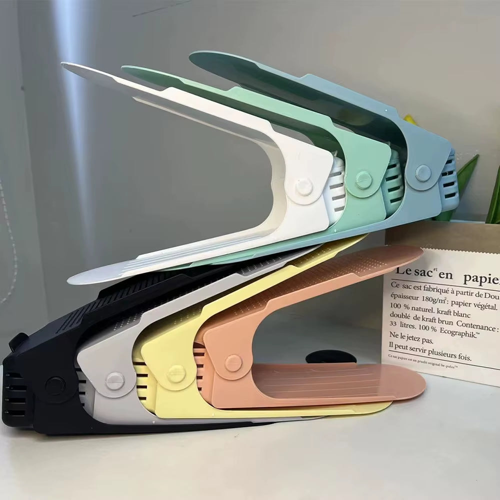 7/100 Pcs Modern Shoe Rack Shoe Storage Rack Double-Layer Integrated Adjustable Plastic Shoe Rack for Home Living Room