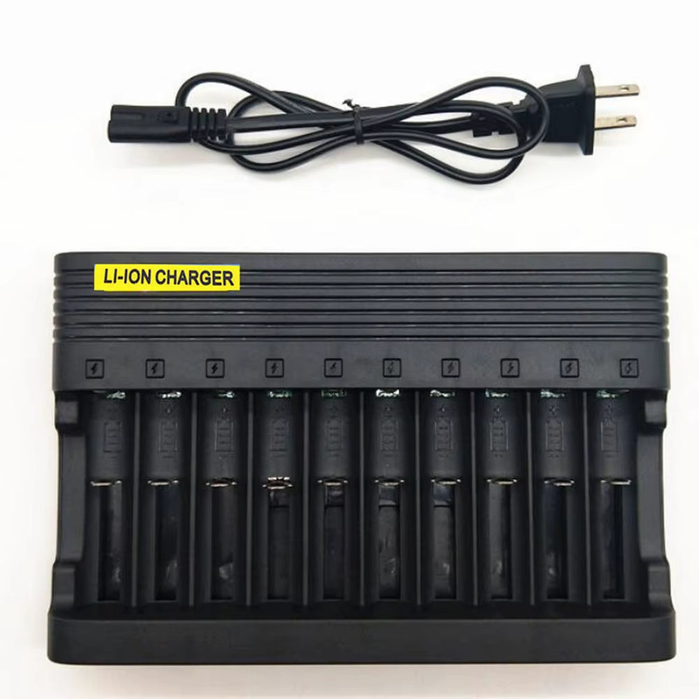 18650 Battery Charger 10 Slots EU US Plug for 4.2V Li-Ion 14500 16340 18350 20700 22650 26650 Batteries Rechargeable Charging