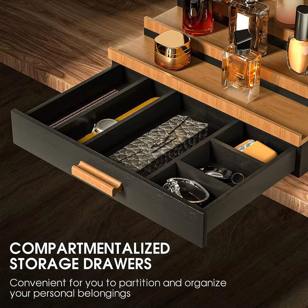 Storage Organizer Elegant Wooden Perfume Display Stand with Drawer Storage Capacity Desktop Organizer for Fragrances