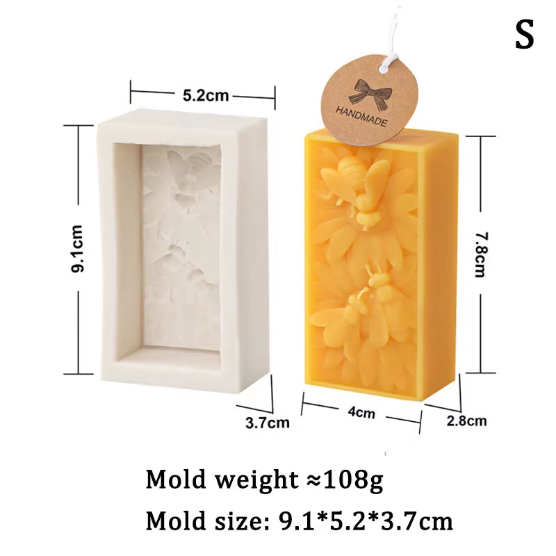 Bee Honeycomb Flower Candle Silicone Mold Rectangle Bee Wax Soap Making Mould Gypsum Candle Resin Tool Chocolate Baking Kit Gift