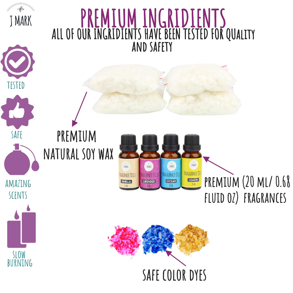 DIY Candle Making Kit for Adults ‚ 66 Pcs All Inclusive with 4 Decorative Candle Tins, 10 Tealight Candle Tins, Soy Wax, Dye, Fragrance Oils, Cotton Wicks, Melting Pot, Wick Holder ‚Äìart & Crafts