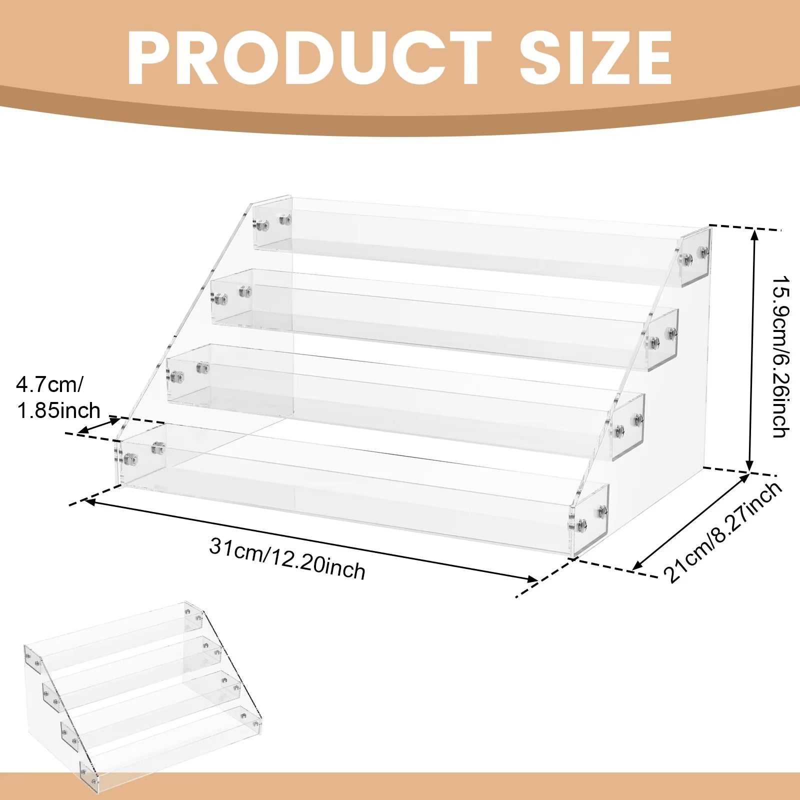 4/5 Tiers Acrylic Shelf Display Stand Transparent Figures Showcase Cosmetic Makeup Perfume Doll CD DVD Blind Box Display Rack