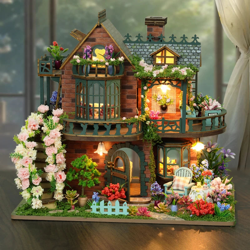 NEW DIY Wooden Fairy Garden Cottage Figurines Miniatures Kits Assembled Houses Flower Casa for Friends Gifts Home Decor Crafts