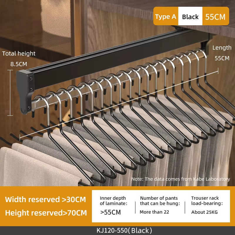 Top Mount Wardrobe Hanger Pulling Out Hangers Extendable Clothes Rail Adjustable Wardrobe Telescopic Rail Rack Trouser Organiser