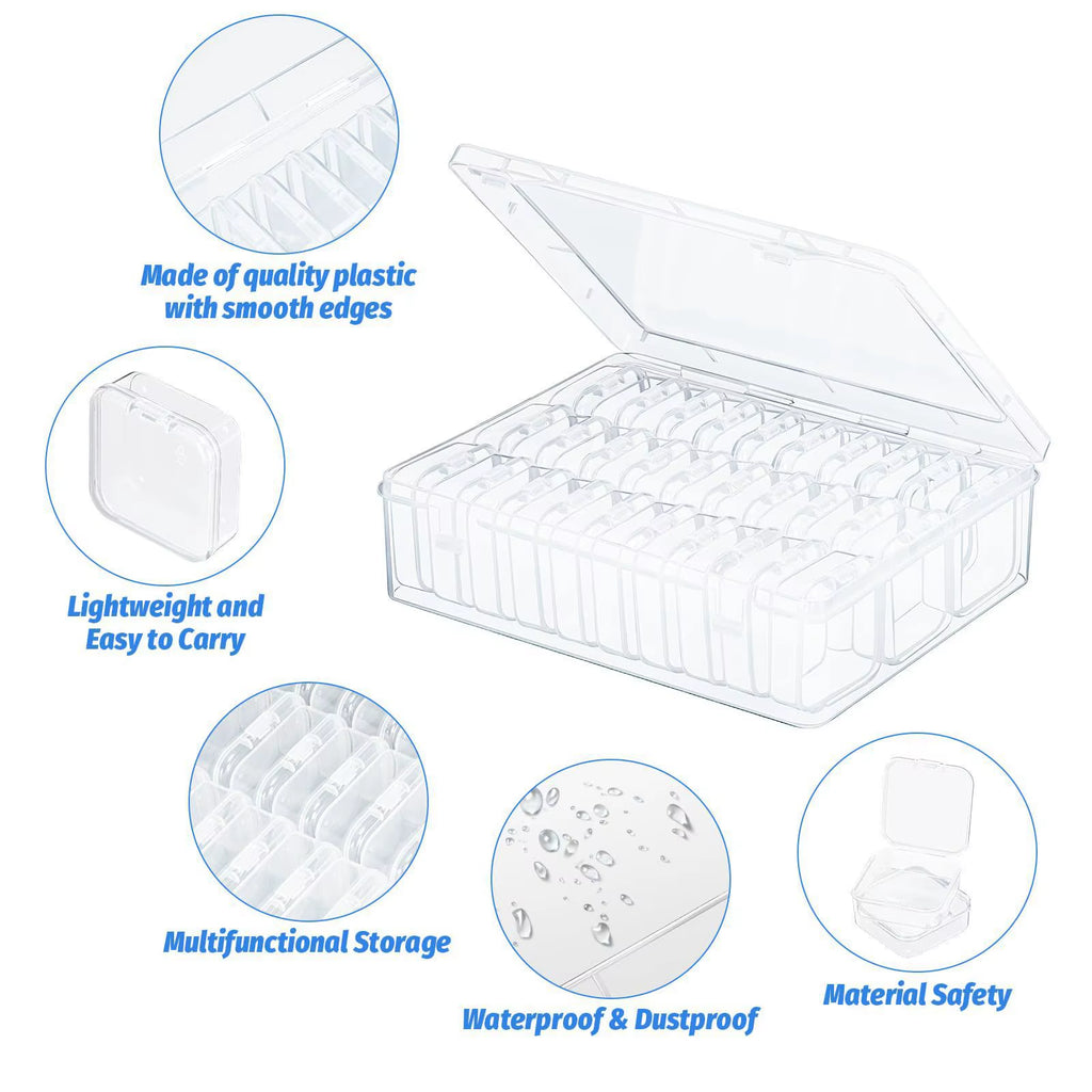 30Pcs Small Clear Plastic Bead Storage Box Bead Organizer Box Containers with Hinged Lid for Storage of Small Items