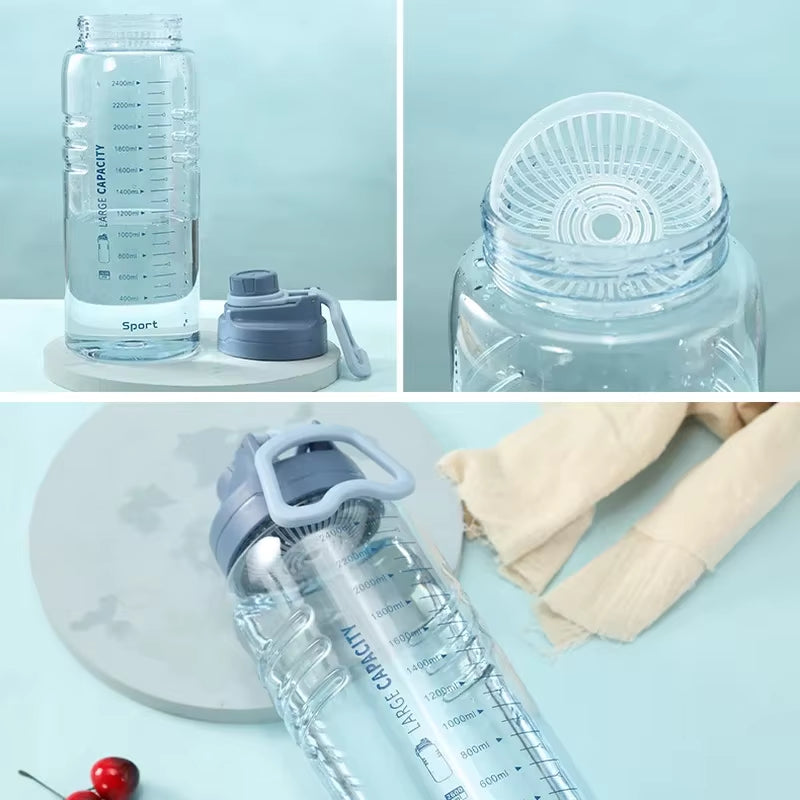 1.5 Liter Sport Water Bottle with Filter 2200Ml Large Capacity Drinking Kettle for Hiking Fitness Men Women Camping Outdoor