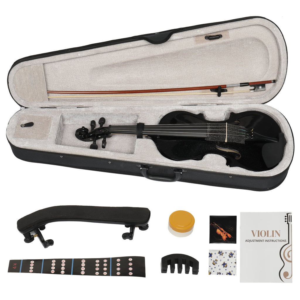 Violin Set Full Size 4/4 for Adults Beginners Students Basswood Black