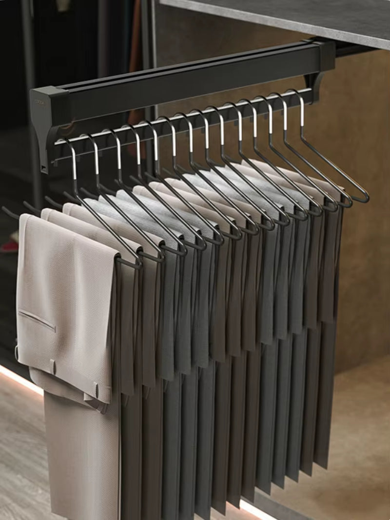Top Mount Wardrobe Hanger Pulling Out Hangers Extendable Clothes Rail Adjustable Wardrobe Telescopic Rail Rack Trouser Organiser