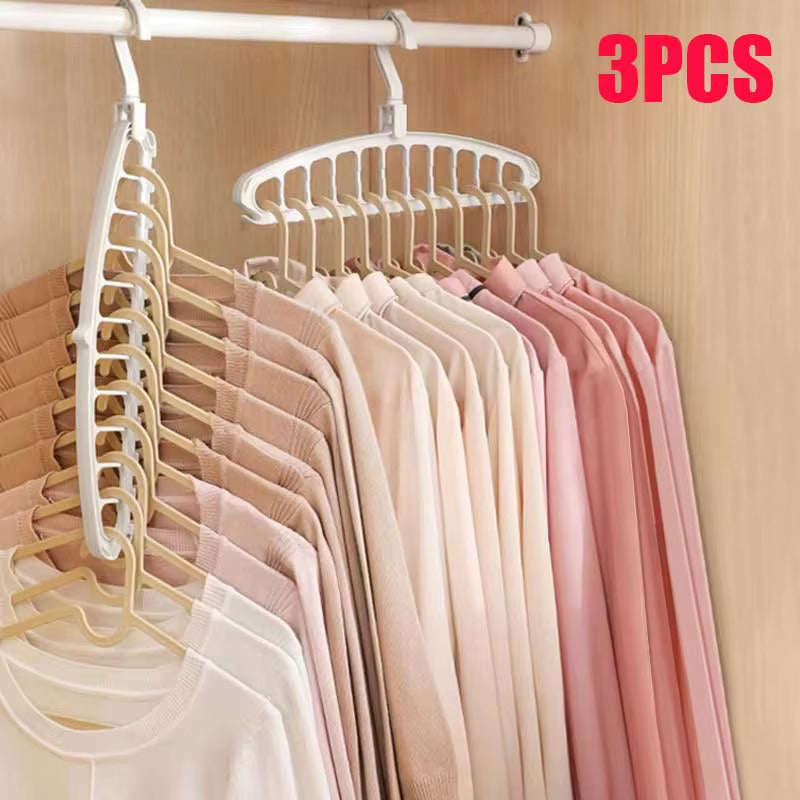 Folding Multi-Hole Clothes Hanger Non-Slip Storage Rack Space Saving Clothes Rack Organizers for Wardrobe Jeans Trousers Scarf