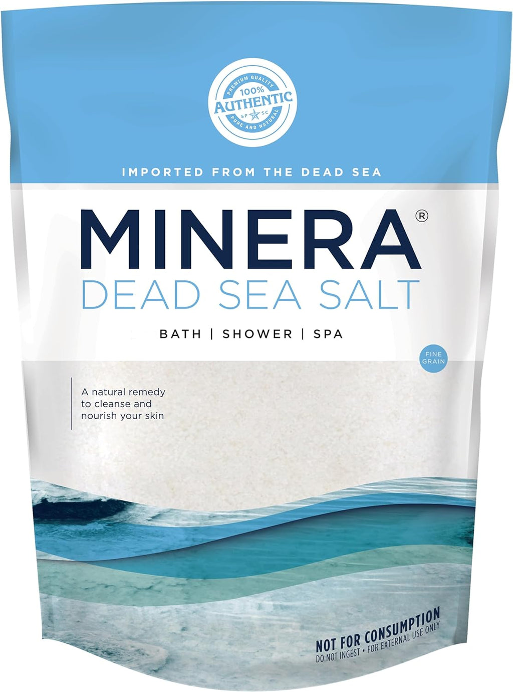 Fine Grain Dead Sea Salt for Bath & Soaking – 2 Lbs, Fast-Dissolving, 100% Pure & Natural, Unscented, Skin-Nourishing Sea Salt