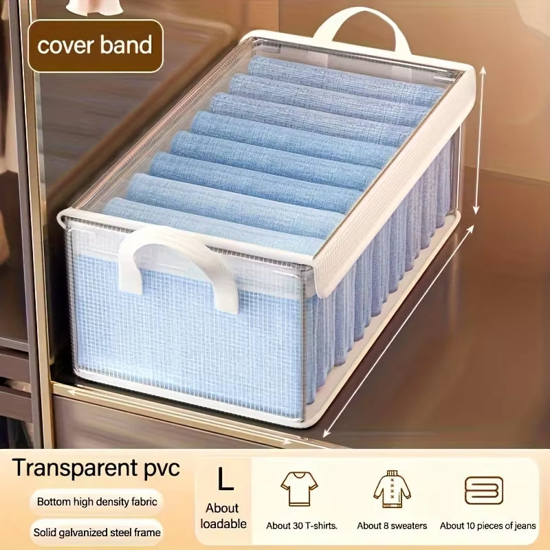 Extra-Large Foldable PVC Storage Box with Lid - Dustproof, Multi-Purpose Organizer for Clothes Trousers Closet Organizer